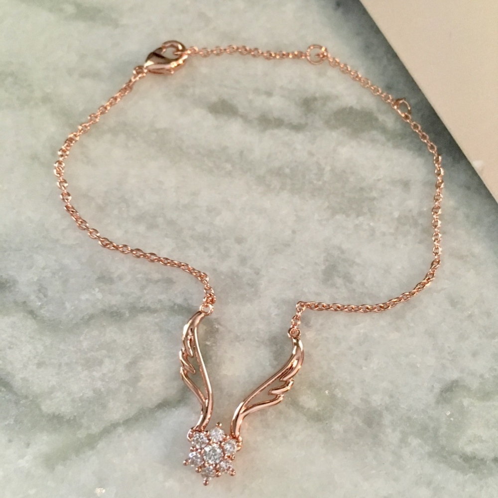 'Wings' Rose Gold Simulated Diamonds Bracelet - Picture 6 of 8